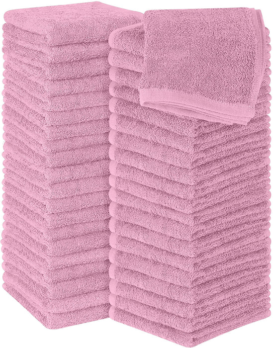 Utopia Towels 60 Pack Cotton Washcloths Set, 100% Ring Spun Cotton, Premium Flannel Face Cloths, Highly Absorbent And Soft Feel Fingertip Towels, Pink