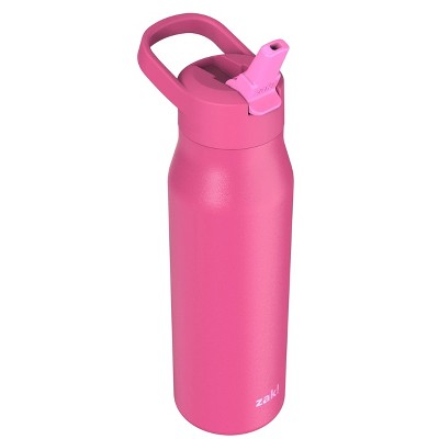 Zak Designs 20 fl oz Stainless Steel Tranquility Straw Bottle - Hot Pink