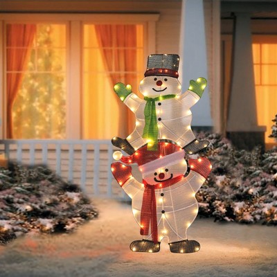 LuxenHome Stacked Snowman Couple Lighted LED Indoor Outdoor Holiday Decoration White (LOCAL PICKUP ONLY)