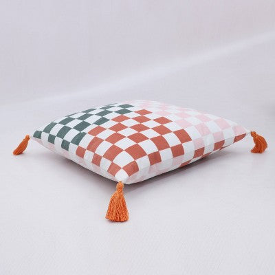 Reversible Embroidered Throw Pillow Checkered - Bullseye's Playground