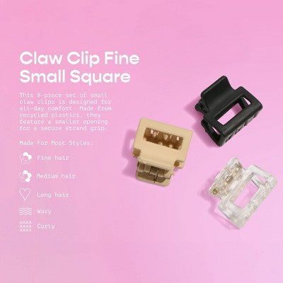 Gimme Beauty Fine Small Square Claw Clip - 8pc