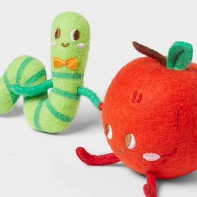 Felt Apple and Worm Duo Easter Figurine - Spritz