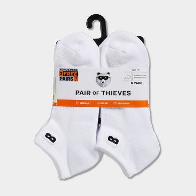 Pair of Thieves BOWO 3+3 Bonus pack Low Cut Socks - White 8-12
