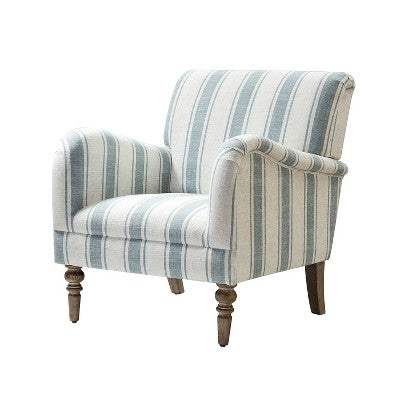 Fabio Modern Amchair Stripe with Wooden Leg | Karat Home-BLUE (LOCAL PICKUP ONLY)