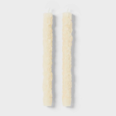 2pk Hydrangea Floral Shaped Taper Candle Set White - Threshold