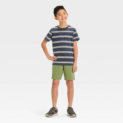 Boys' Short Sleeve Striped T-Shirt - Cat & Jack Navy Blue XS