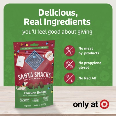 Blue Buffalo Santa Snacks Chicken Flavor Soft Moist Bits Chewy Dog Treats - 4.5oz