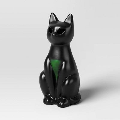 13" Lit Plastic Cat Figurine - Hyde and EEK! Boutique Glossy Black