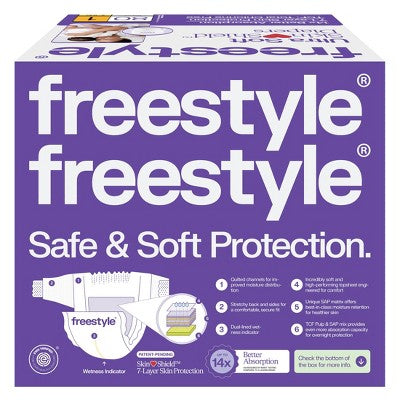 Freestyle Total Chlorine Free 14x Better Absorption Hypoallergenic Baby Diapers- Size 1- 80 ct
