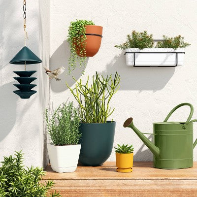 Ceramic Matte Tray Bird Feeder 11.22" Teal - Threshold