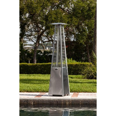 Fire Sense Pyramid Flame Patio Heater 40,000 BTU Outdoor Propane Heater Tower with Wheels - Stainless Steel (LOCAL PICKUP ONLY)