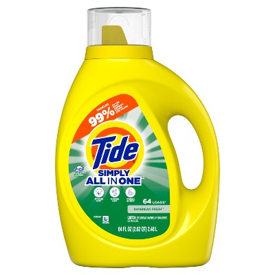 Tide Daybreak Fresh Simply Liquid Laundry Detergent 64 Loads - 84oz: Paraben-Free, Bleach-Free, Phosphate-Free, Spill-Resistant Lid