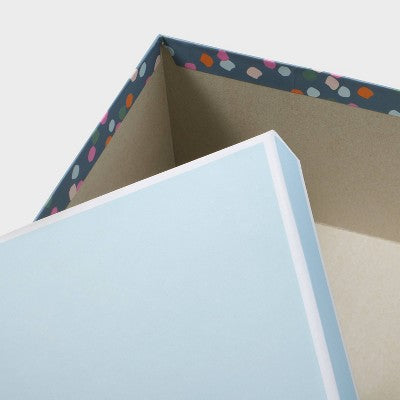 Navy Dots Square Box - Spritz: Multicolor Polka Dot Gift Box, 10"x10"x4.5", Classic Pattern for All Occasions