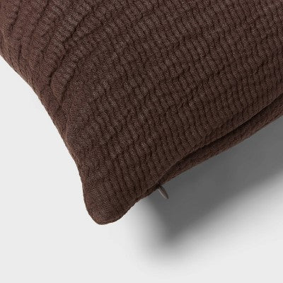 24"x24" Euro Matelasse Decorative Pillow Brown - Threshold (LOCAL PICKUP ONLY)