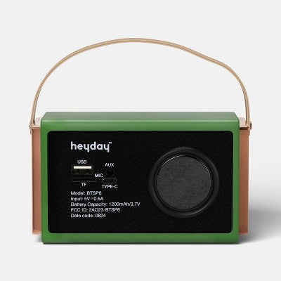 Retro Tech Wireless Bluetooth Speaker - heyday Green Fruit: USB-C, 8-Hour Battery