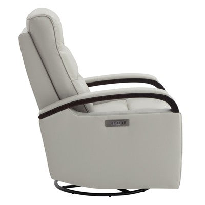 Spruce & Spring Cream Beige Leather Power Recliner Swivel Glider Rocker with Power Headrest (LOCAL PICKUP ONLY)