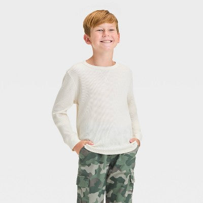 Boys' Long Sleeve Thermal T-Shirt - Cat & Jack Cream S