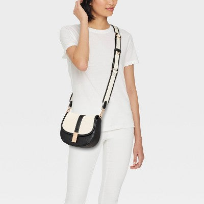 Saddle Crossbody Bag - A New Day Black/Natural