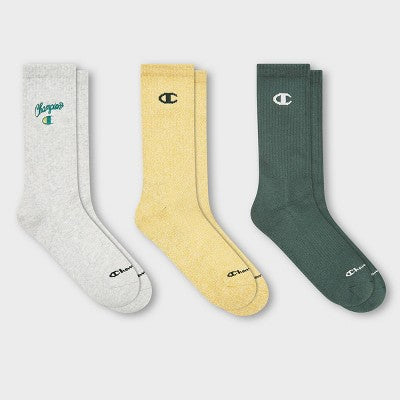 Champion Women's Embroidered 3pk Crew Socks - Gray