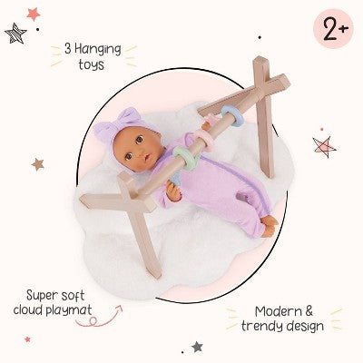 LullaBaby Baby Doll Playmat Set Cloud Floor Pillow with Hanging Toys