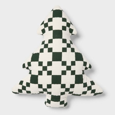 Holiday Tree Shaped Decorative Throw Pillow Green - Threshold