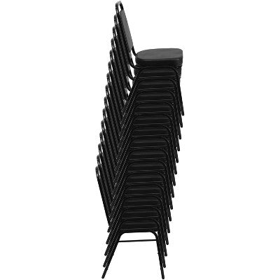 Flash Furniture HERCULES Series Trapezoidal Back Stacking Banquet Chair in Black Vinyl - Black Frame (LOCAL PICKUP ONLY)