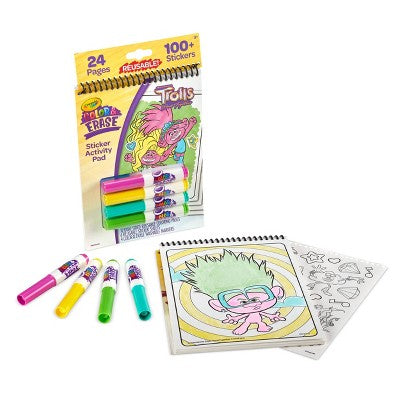 Crayola Trolls Color & Erase Reusable Sticker Activity Pad