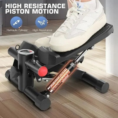 Upgraded Hydraulic Silent Stepper for Home Use with LCD Display Adjustable Resistance Double Resistance Bands 330lbs Capacity Foldable Storage Leg