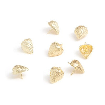 U Brands 8ct Strawberry Push Pins Gold: Thumb Tacks for Cork Board, Zinc Alloy, Office & Art Supplies