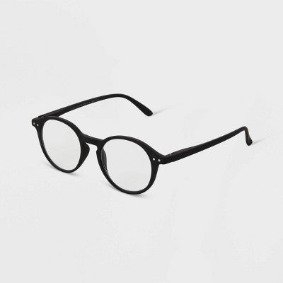 Women's Matte Black Round Blue Light Filtering Reading Glasses - Universal Thread Black 1.25
