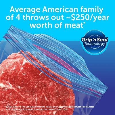 Ziploc Freezer Quart Bags with Grip 'n Seal Technology - 60ct