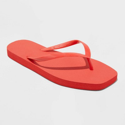 Womens Square Thong Flip Flop Sandals Shade&Shore Palmer Red 8