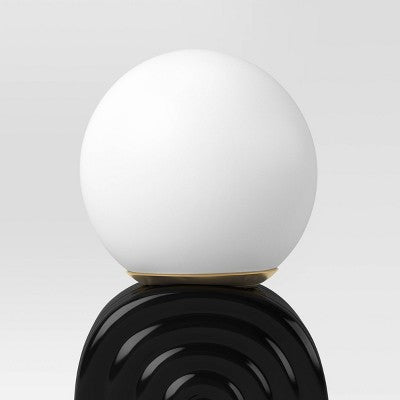 Orb Glass Shade with Ceramic Base Table Lamp Black - Room Essentials