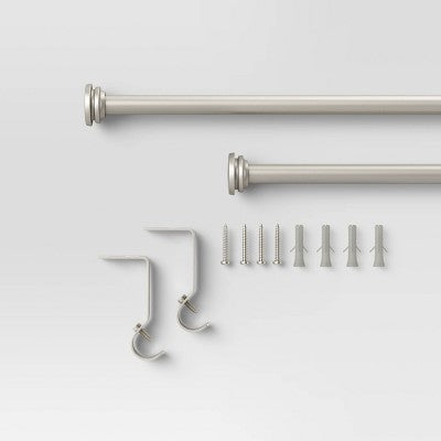 28"x48" Endcap Painted Curtain Rod Silver - Room Essentials& (LOCAL PICKUP ONLY)