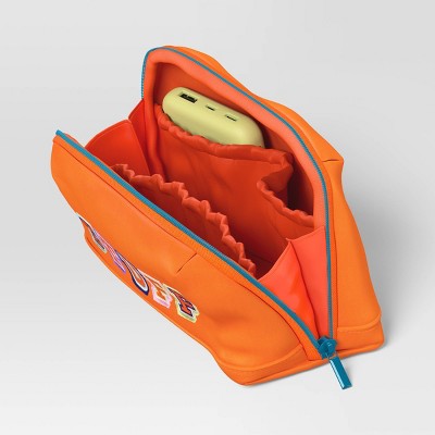 Tech Pouch - heyday Coral Orange Word Embroidery: Solid Electronics Case