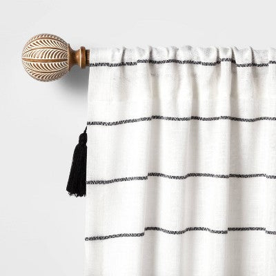 36"-66" Carved Light Woodtone Ball Curtain Rod - Threshold: Steel, Painted Finish, Single Rod, 0.875" Diameter (LOCAL PICKUP ONLY)