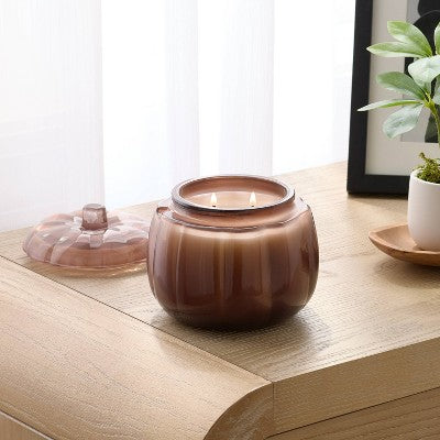 2 Wick Large Glass Fall Pumpkin Candle Warm Cider & Cinnamon Jar - Threshold: Fall