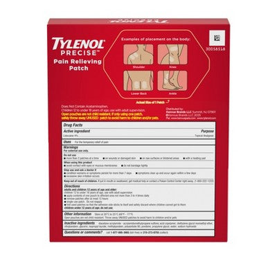 Tylenol Precise Pain Relief Patches - Max OTC Strength Lidocaine - Unscented - 3 Pouches/2ct Each