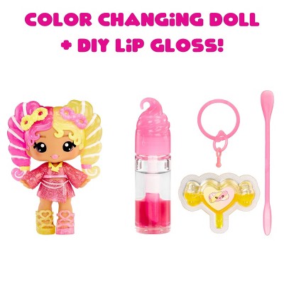 Yummiland Lip Gloss Doll: Mystery Color Change - Mila Mallows Includes DIY Lip Gloss + Removable Keychain