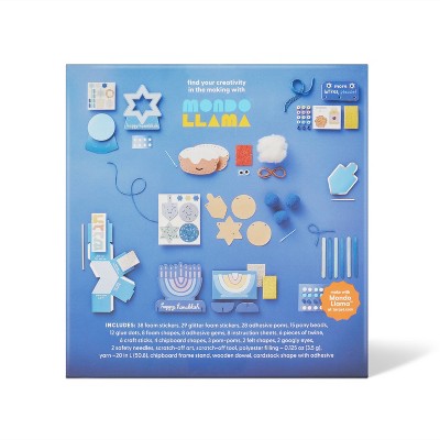 Hanukkah 8 Days of Crafts Box- Mondo Llama: DIY Art Kit with Instructions, Foam, Felt, Pom Poms, Ages 6+