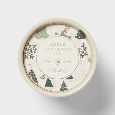 12.3oz Printed Ceramic Jar Candle Apple Cinnamon Joy - Threshold