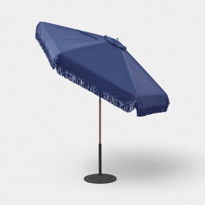 7.5" Round Fringe Valance Outdoor Patio Umbrella Navy Blue - Threshold (LOCAL PICKUP ONLY)