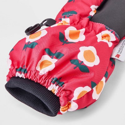 Toddler Girls' Floral Printed Extended Wrist Mittens - Cat & Jack Pink 12-24 M
