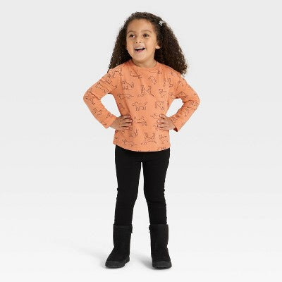 Toddler Girls' Long Sleeve T-Shirt - Cat & Jack Brown 12M