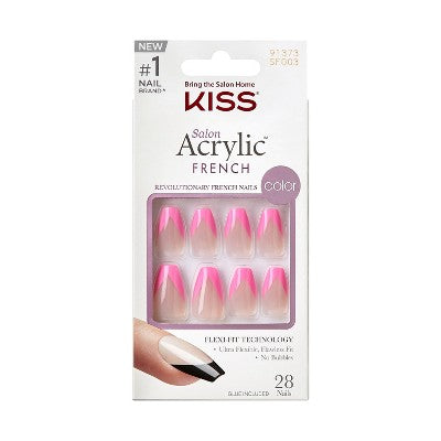 KISS Products Salon Acrylic French Color Fake Nails - Squared - 31ct