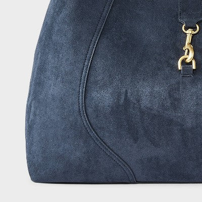 Faux Suede Slouchy Shoulder Tote Bag - A New Day Blue