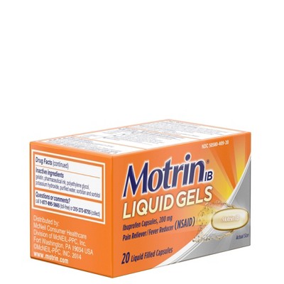 Motrin IB Pain Reliever & Fever Reducer Liquid Gels - Ibuprofen (NSAID) - 20ct