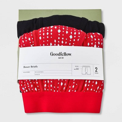 Men's Diamond Print Boxer Briefs 2pk - Goodfellow & Co Red XL