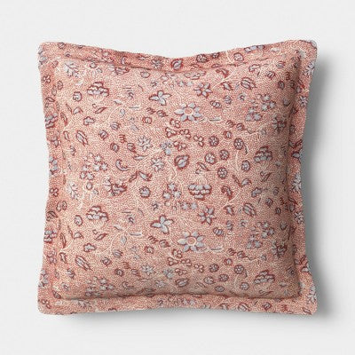 18"x18" Square Floral Printed Throw Pillow Warm Blue -Threshold