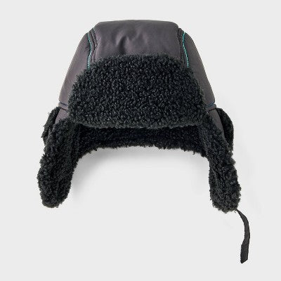 Baby Boys' Colorblock Faux Shearling Trapper Hats - Cat & Jack Black 12-24M